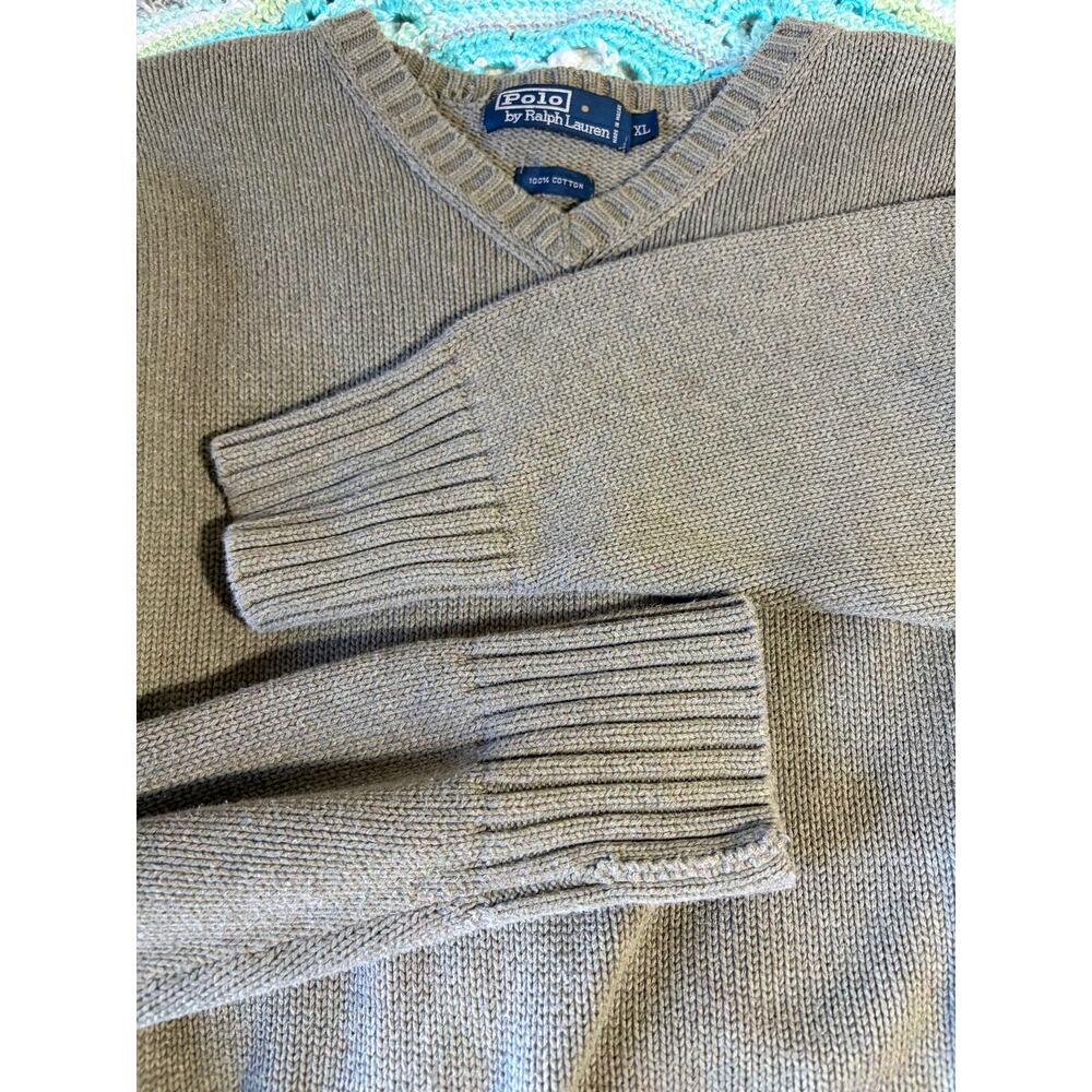 Vintage Polo Ralph Lauren Cotton V-Neck Knit Sweater Old Money, Y2K, Preppy XL - Picture 5 of 9